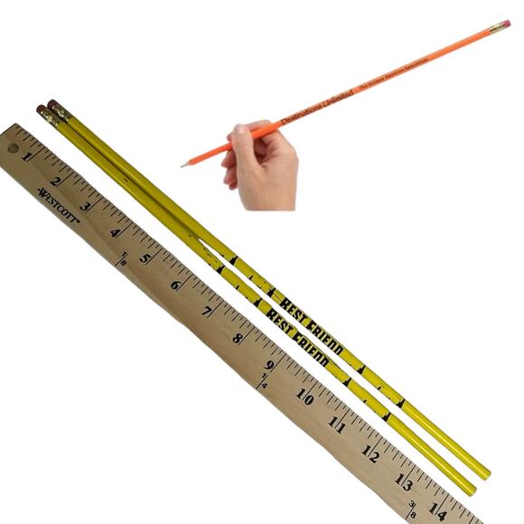 NEW Set (2) Long Oversized SLIM PENCIL 14.5" Yellow BEST FRIEND School Pencils - Picture 6 of 6